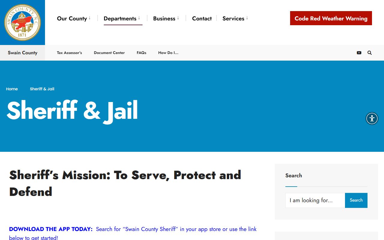 Swain County Jail inmate lookup official sheriff jail page